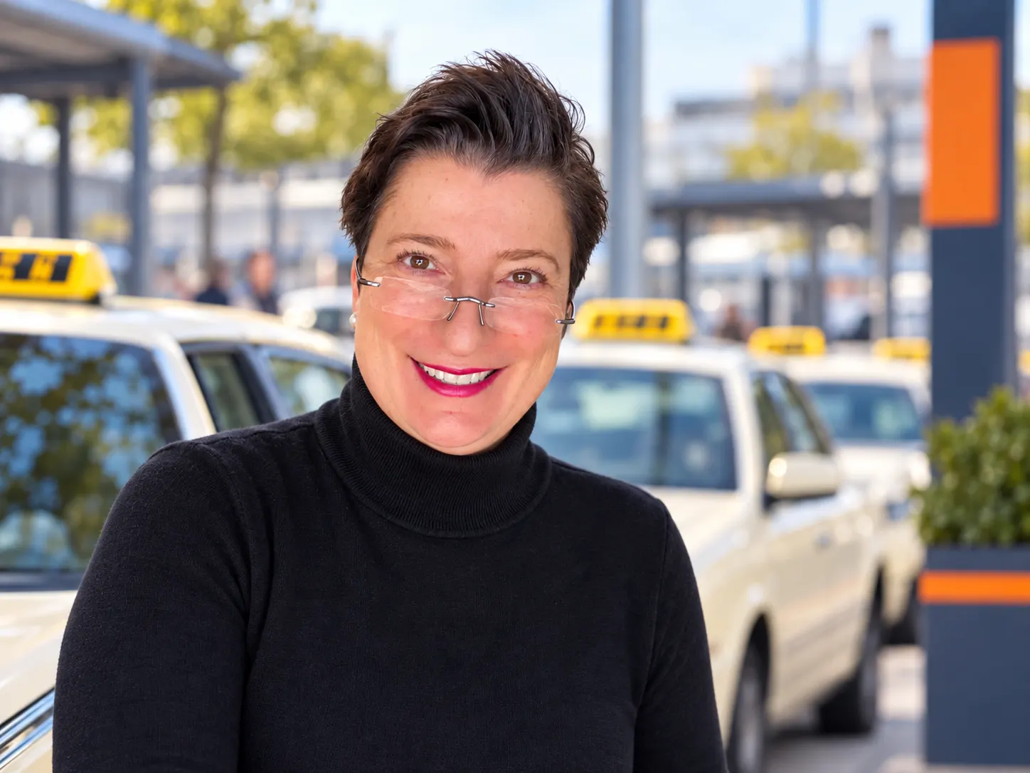 Manuela Scheffler vor Taxis